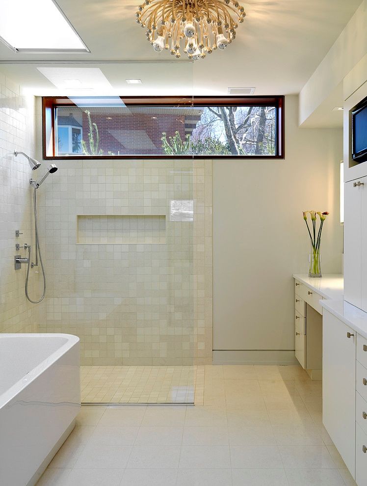 The horizontal window for a bathroom