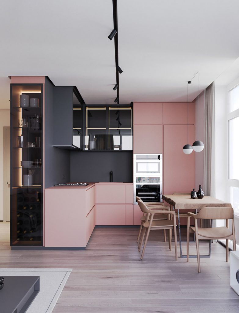 Black and Pink Kitchen