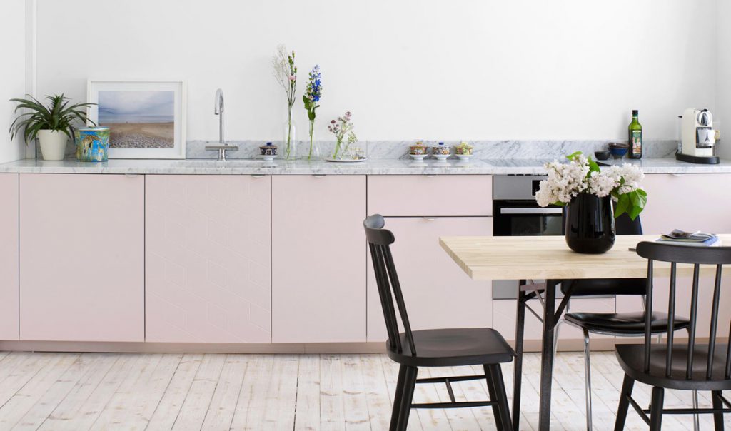 Pink Kitchen with Floral Blooms