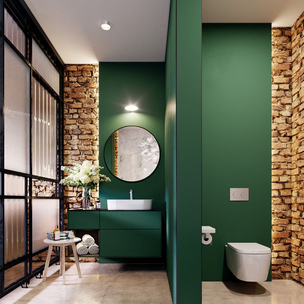 Industrial Green Bathroom