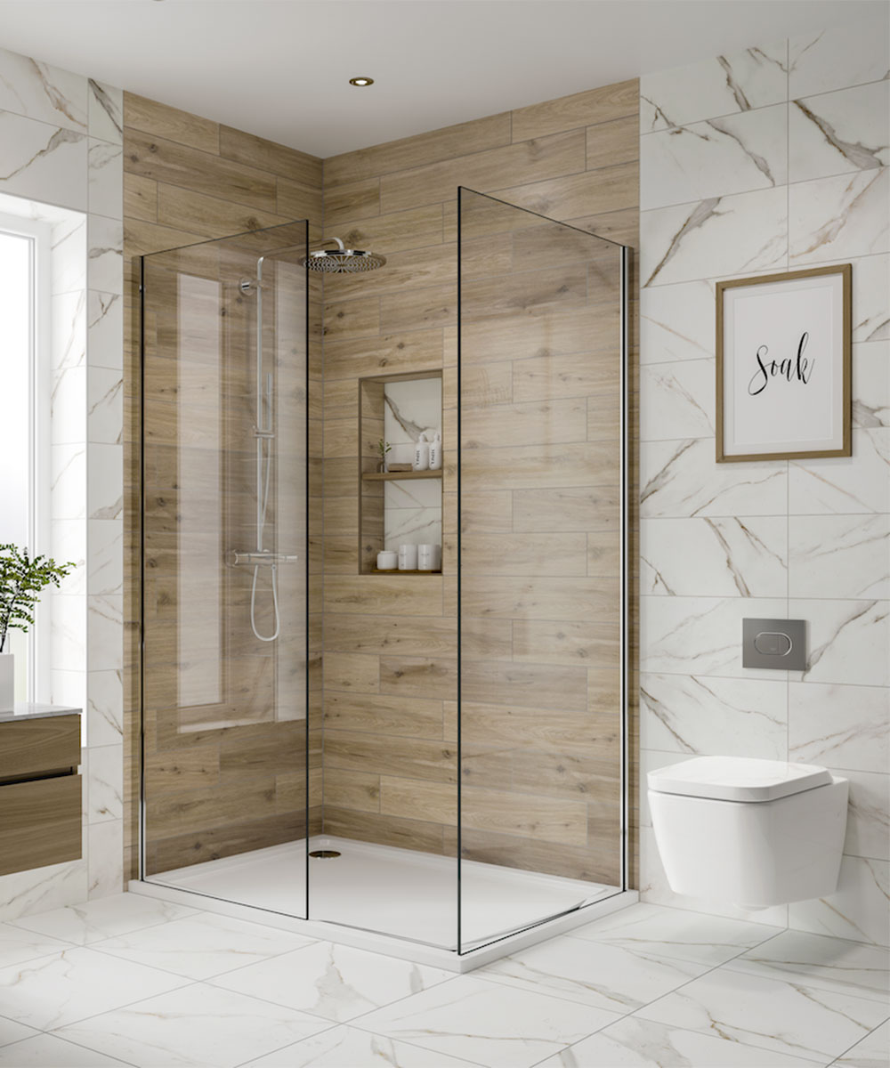 Shower Bathroom with Wooden Wall