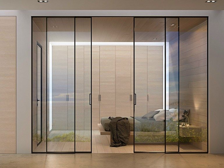 Sliding Door on A Glass Wall