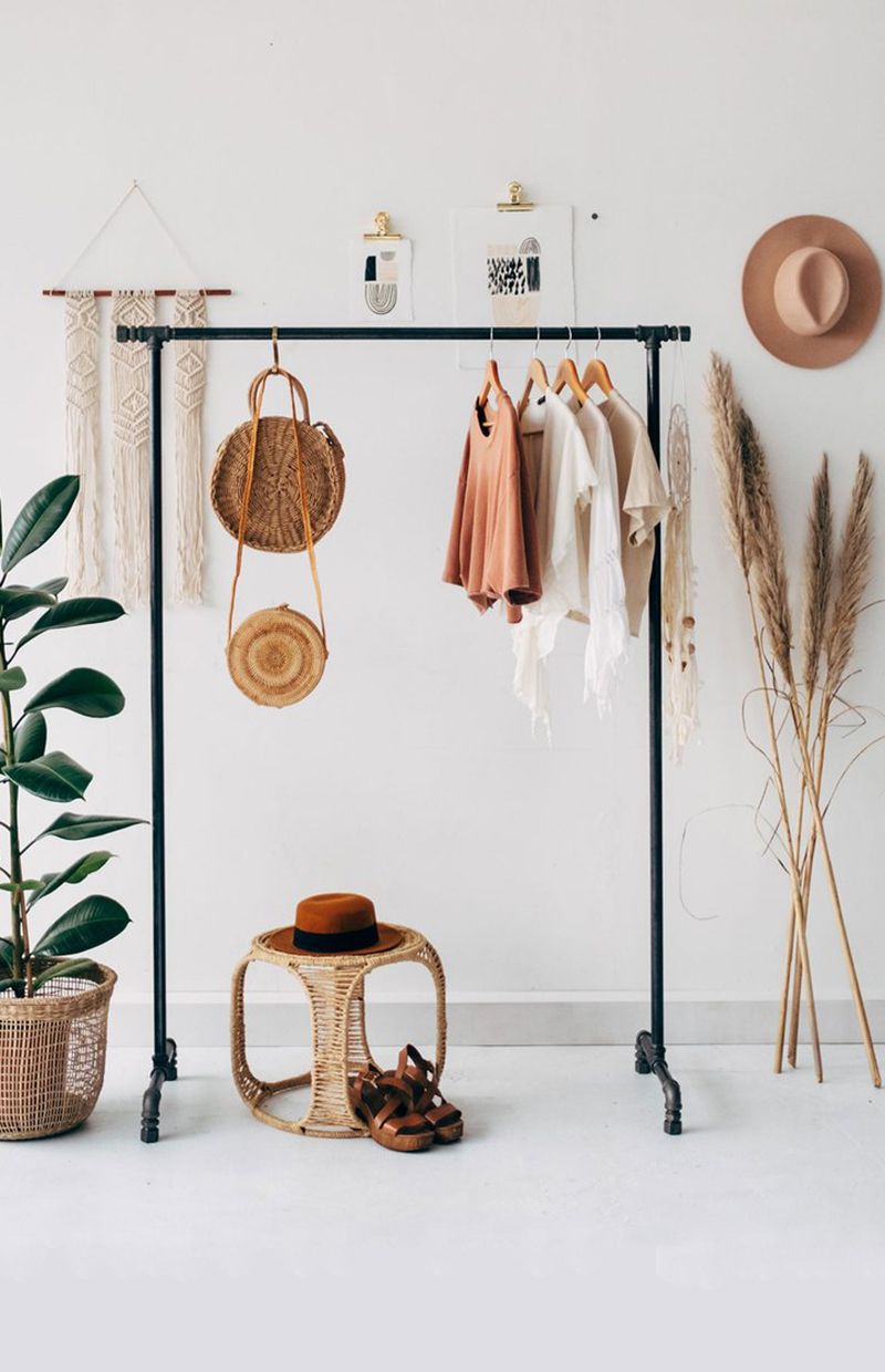 An Aesthetic Cloth Rack with Pampas Grasses