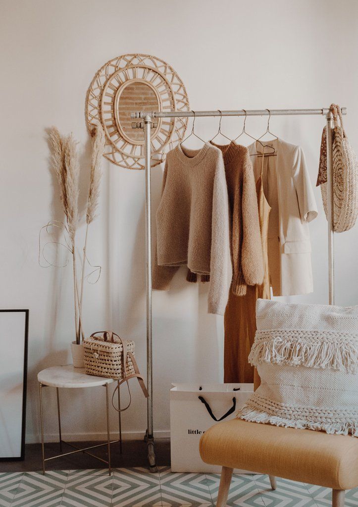 An Aesthetic Cloth Rack with Pampas Grasses