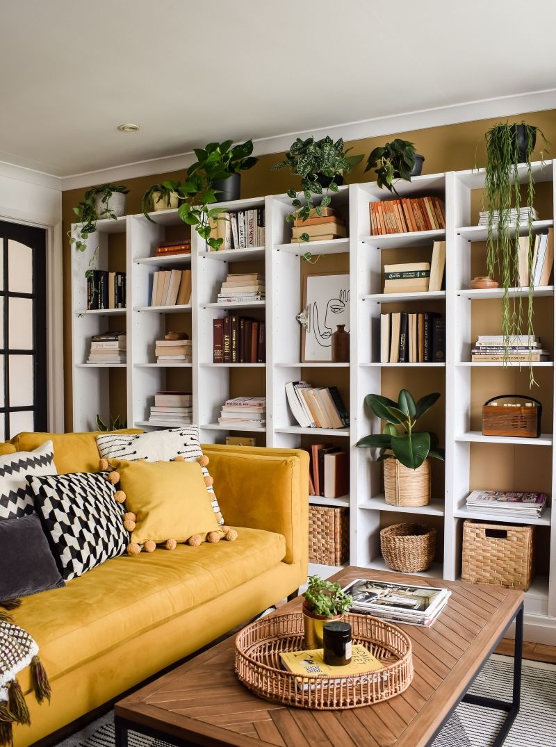 Yellow Couch for a Home Library