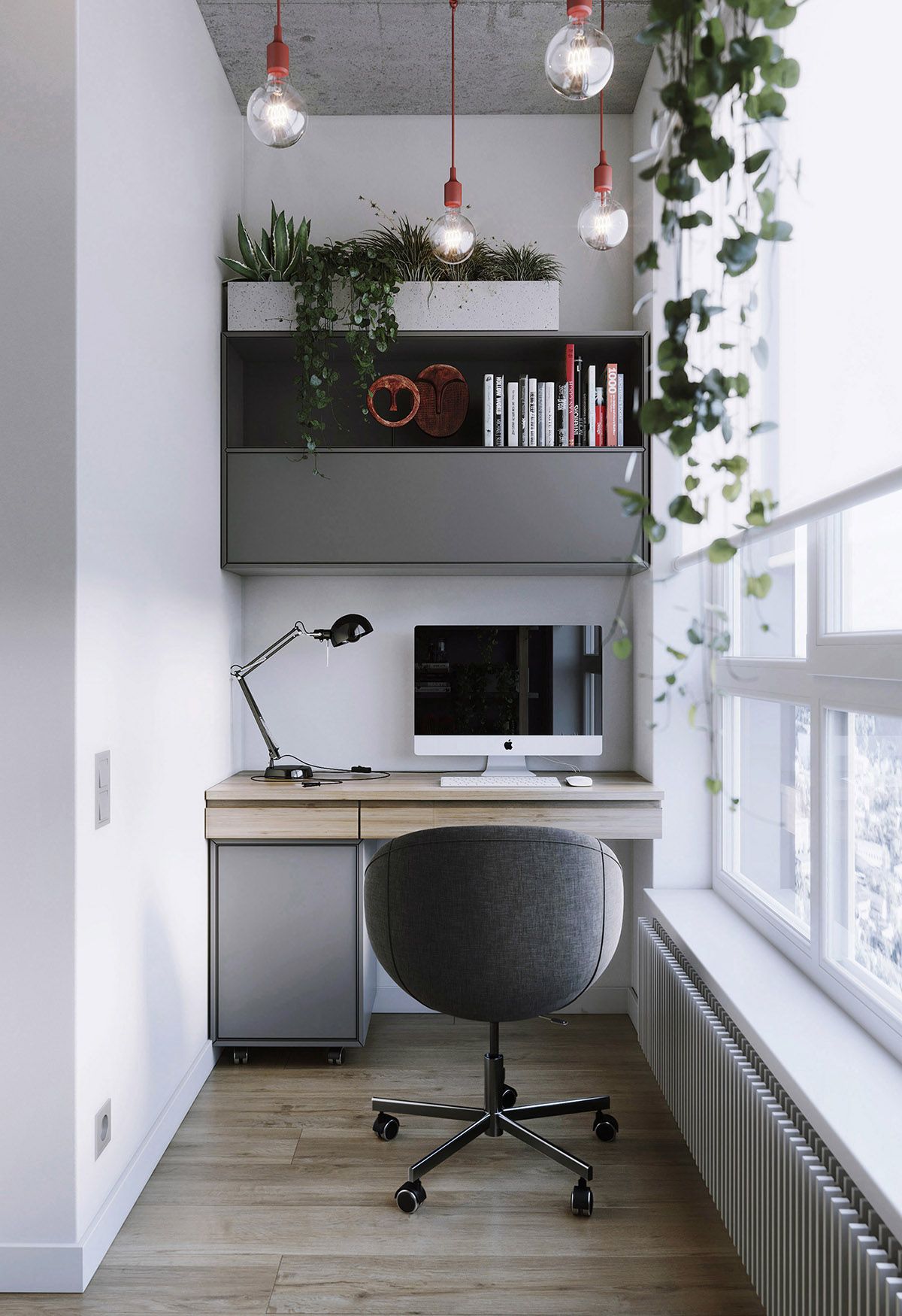 A Stunning Minimalist Workspace on Balcony