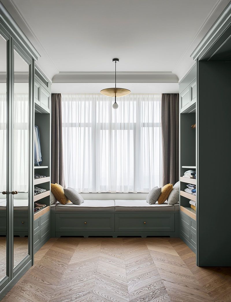 An Elegant Window Seat in The Walk-in Closet