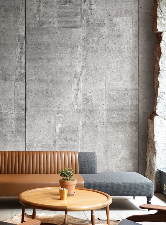 Concrete Wall and A Leather Sofa