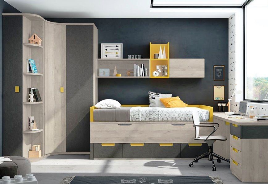 Grey Bedroom and Yellow Accents