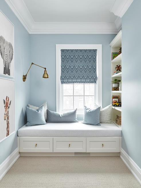 Window Seat in A Calming Blue Room