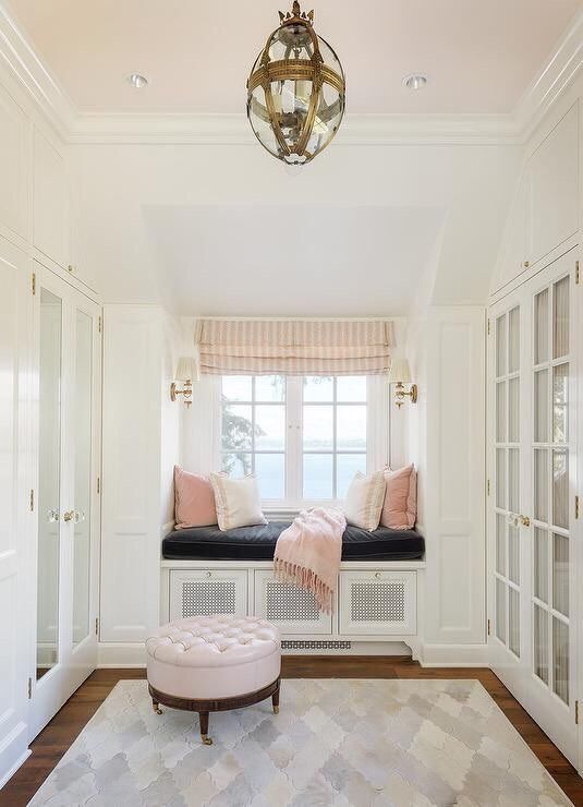 An Elegant Window Seat in a Neutral Entryway