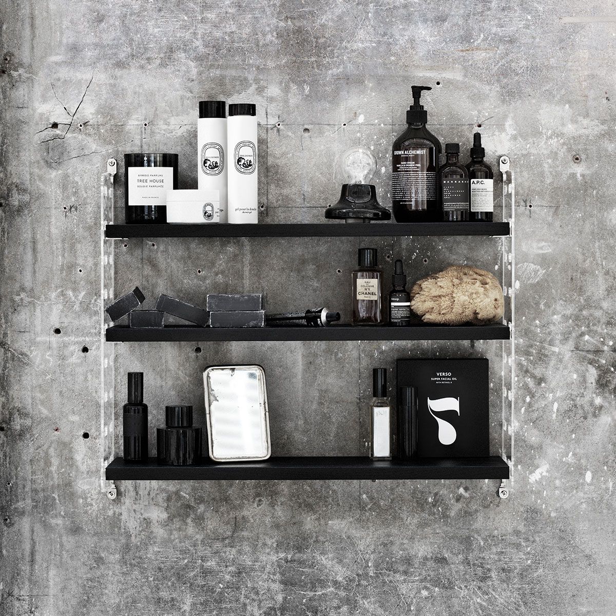 Black Storage with Three Shelves