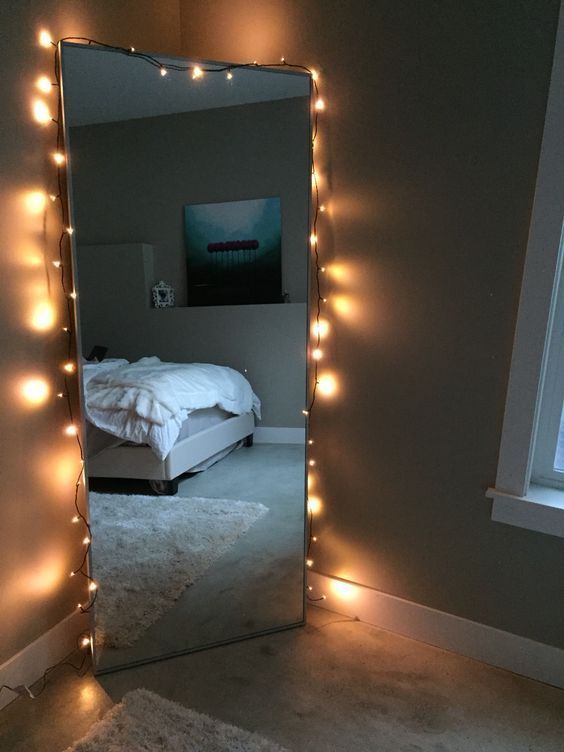 Give a String Lamp Around the Mirror Frame