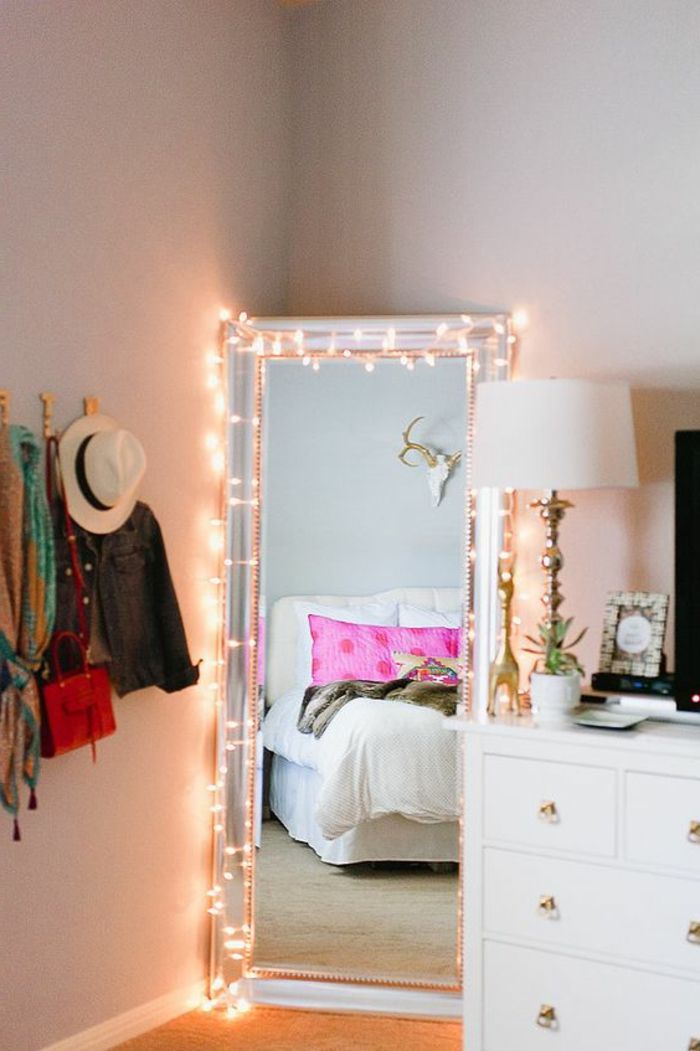 Give a String Lamp Around the Mirror Frame