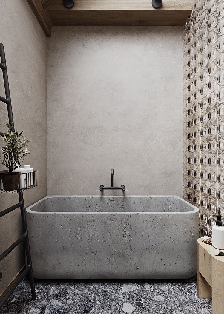 Bathroom Made of Concrete Material