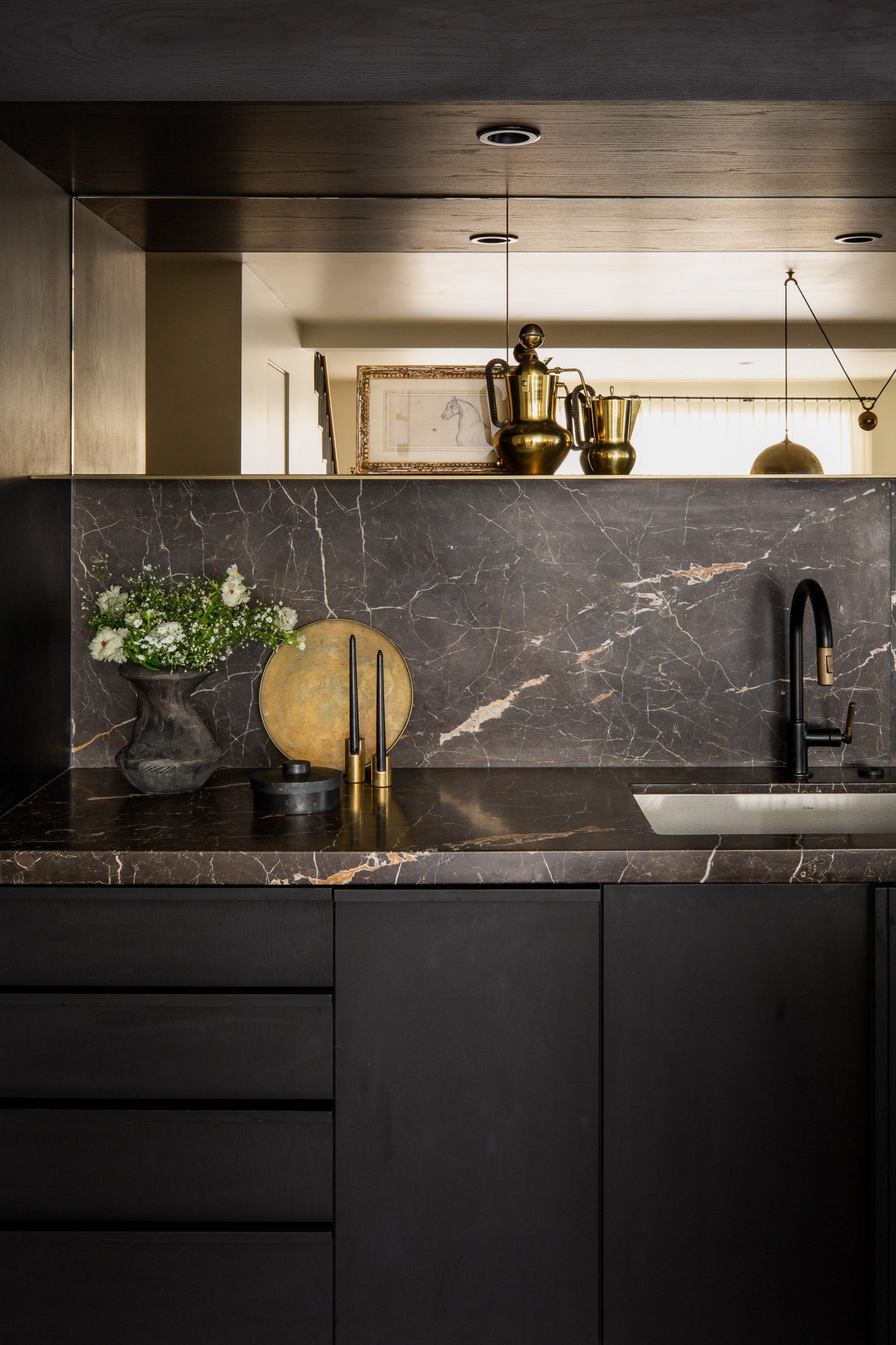 Industrial Kitchen with Elegant Marble