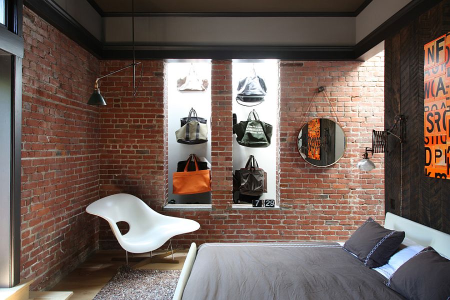 Modern Style Brick Wall Bedroom