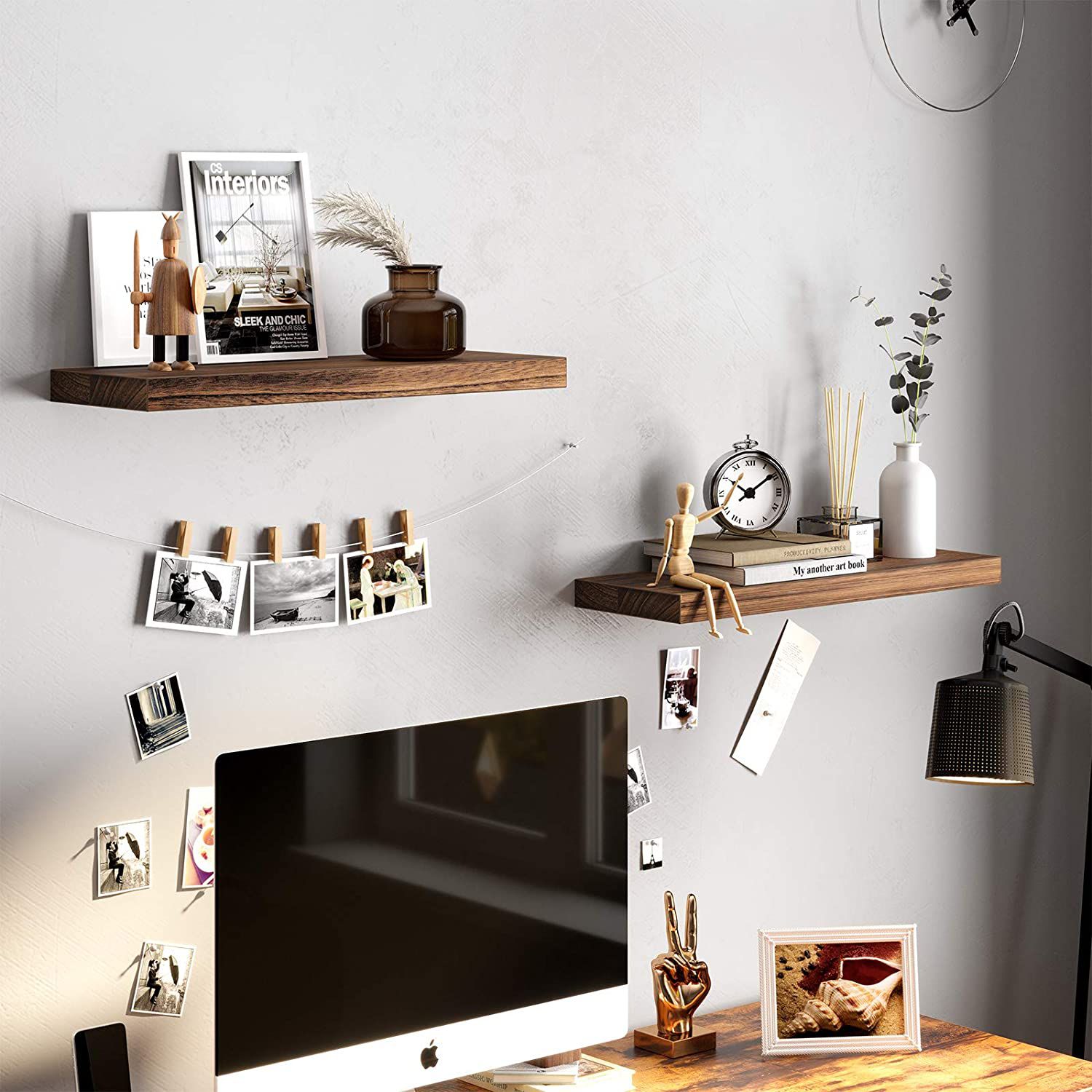 Functional Hanging Shelves in the Workspace