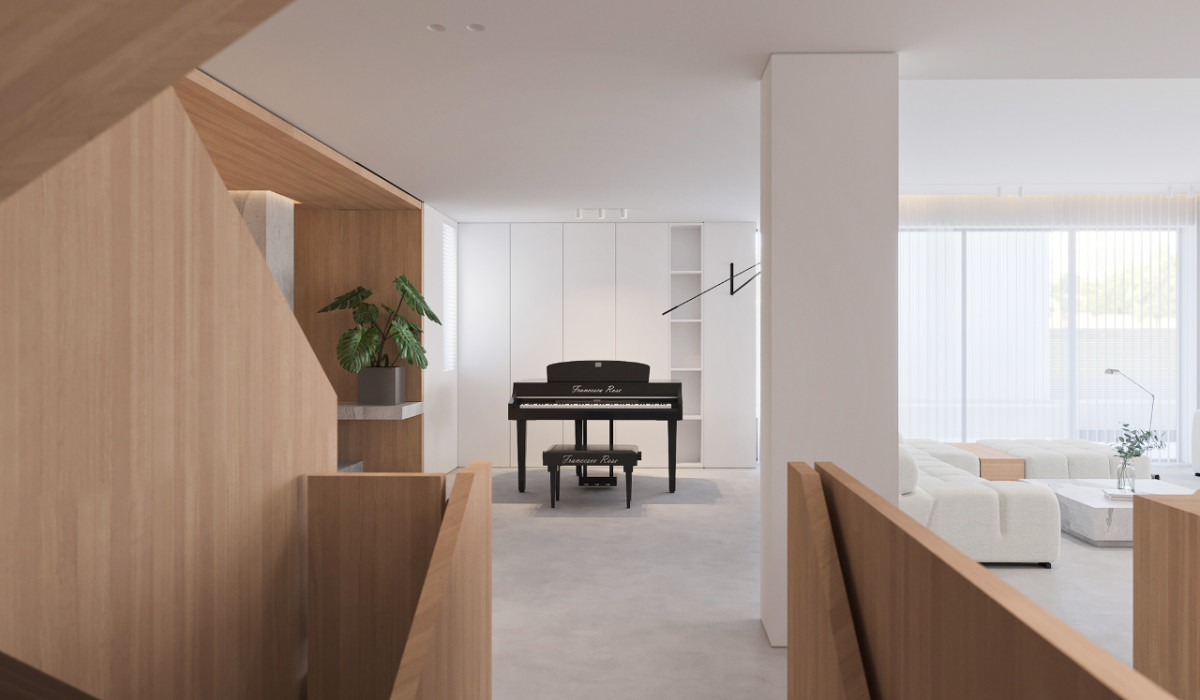 Cozy Minimalist Piano Room