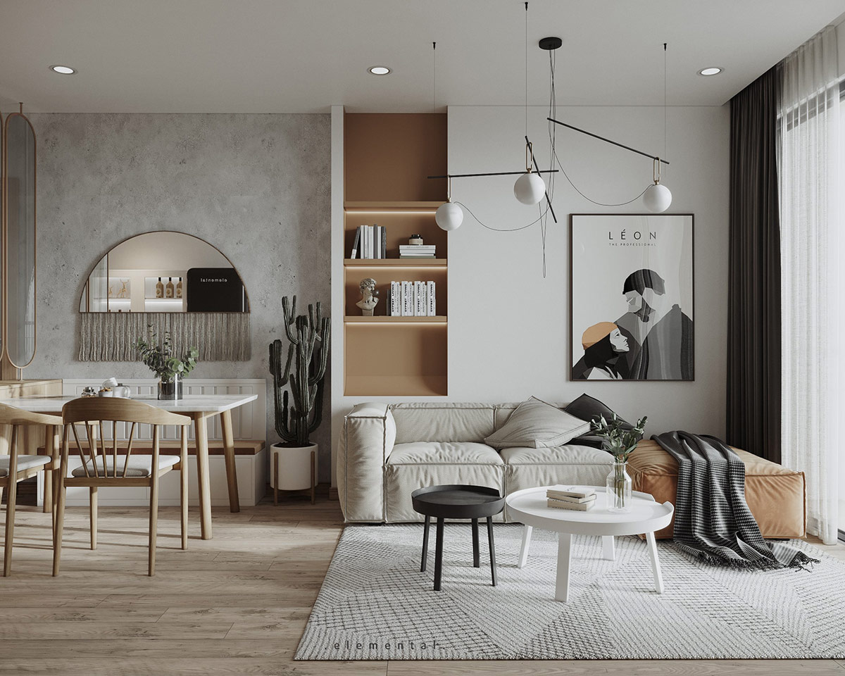 Japandi Living Room with Industrial Style