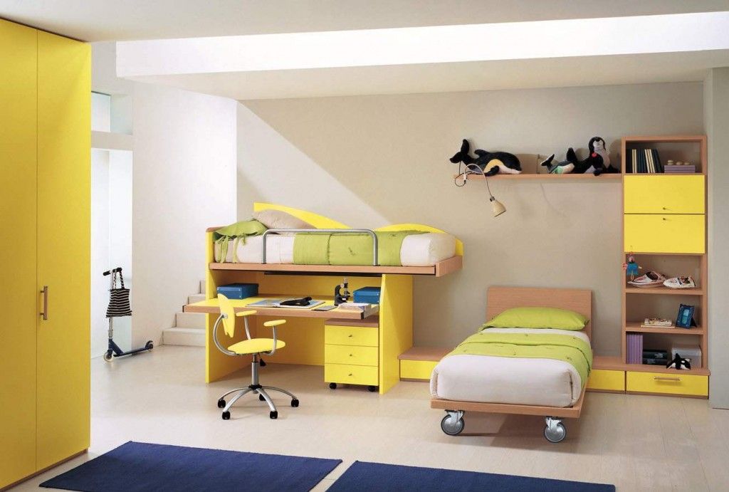 Cheerful Yellow Minimalist Children Bedroom