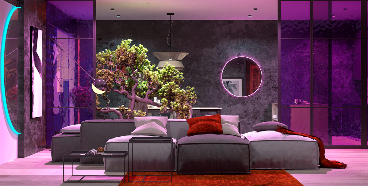 Eccentric Interior Look with Red and Purple
