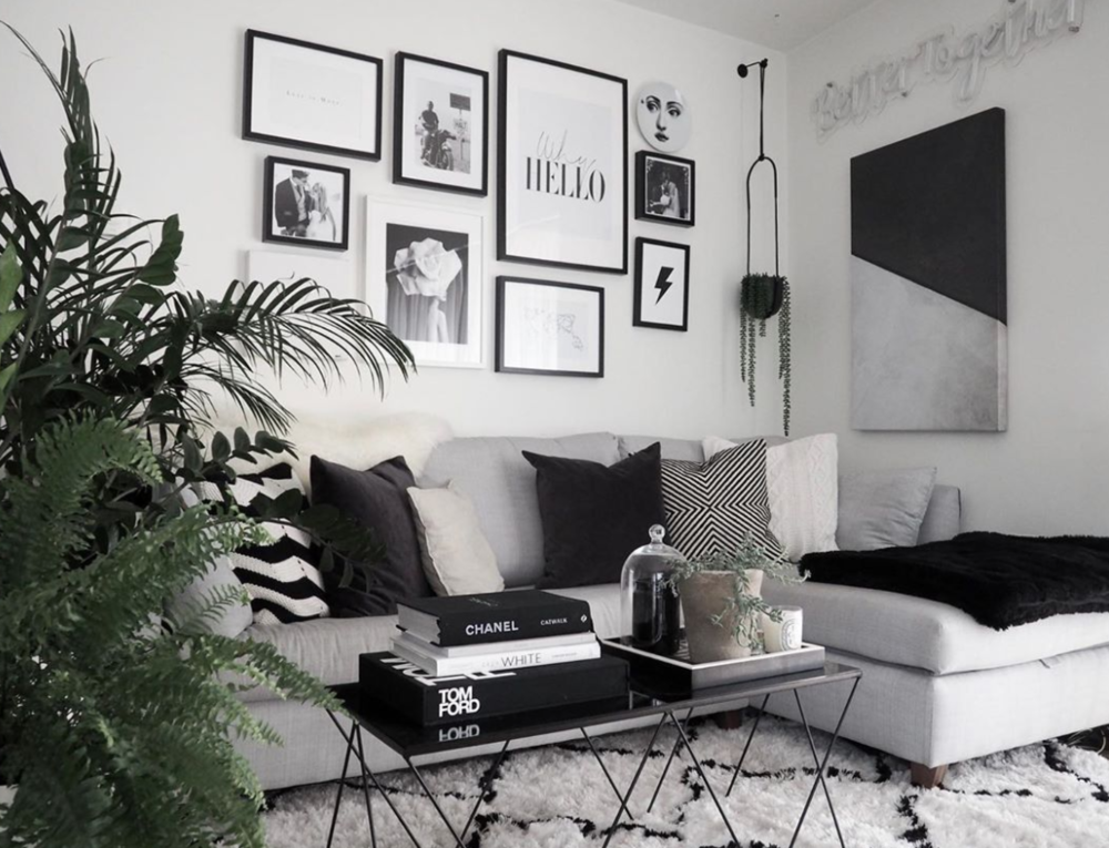 Monochrome Accents from the Living Room Sofa
