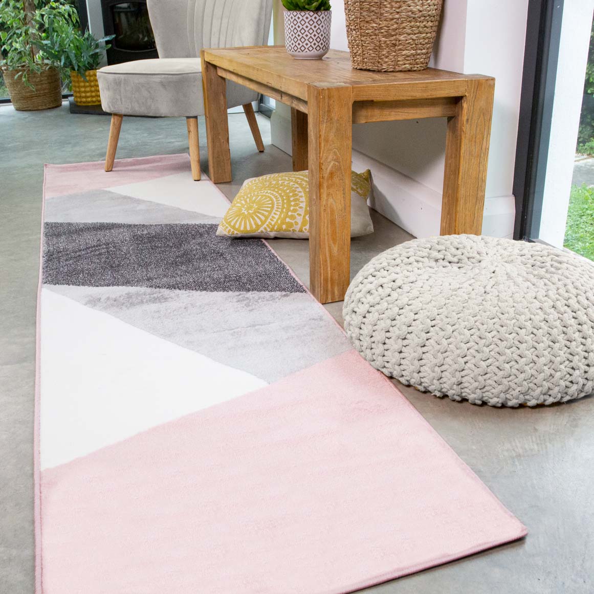 Pink and Gray Bedroom Rug