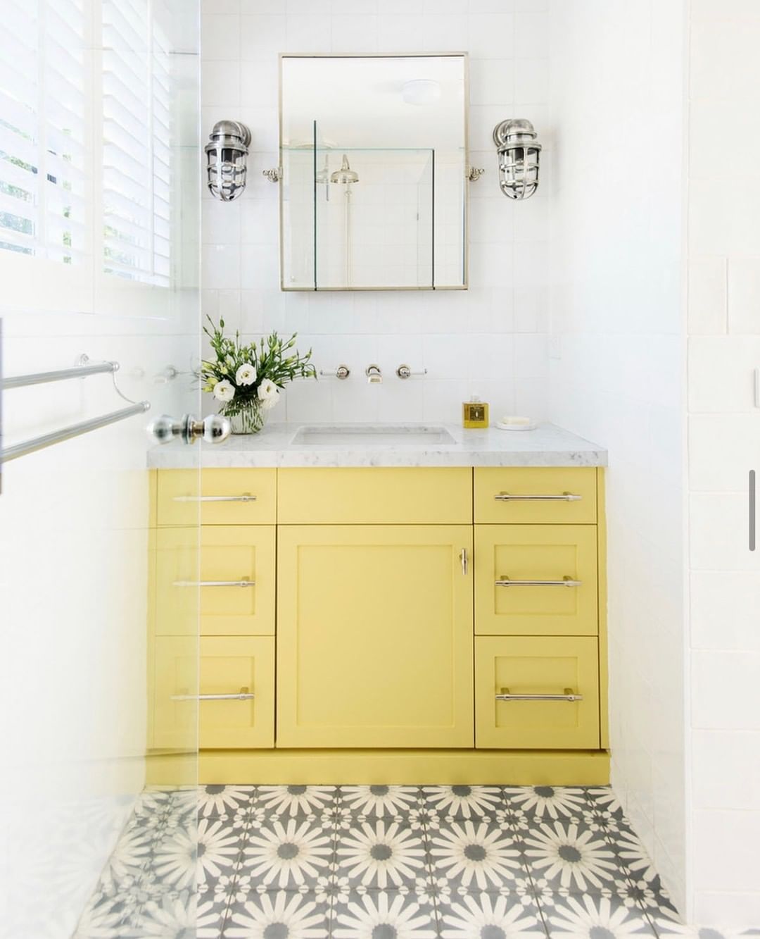 Yellow Cabinetry in the Bathroom