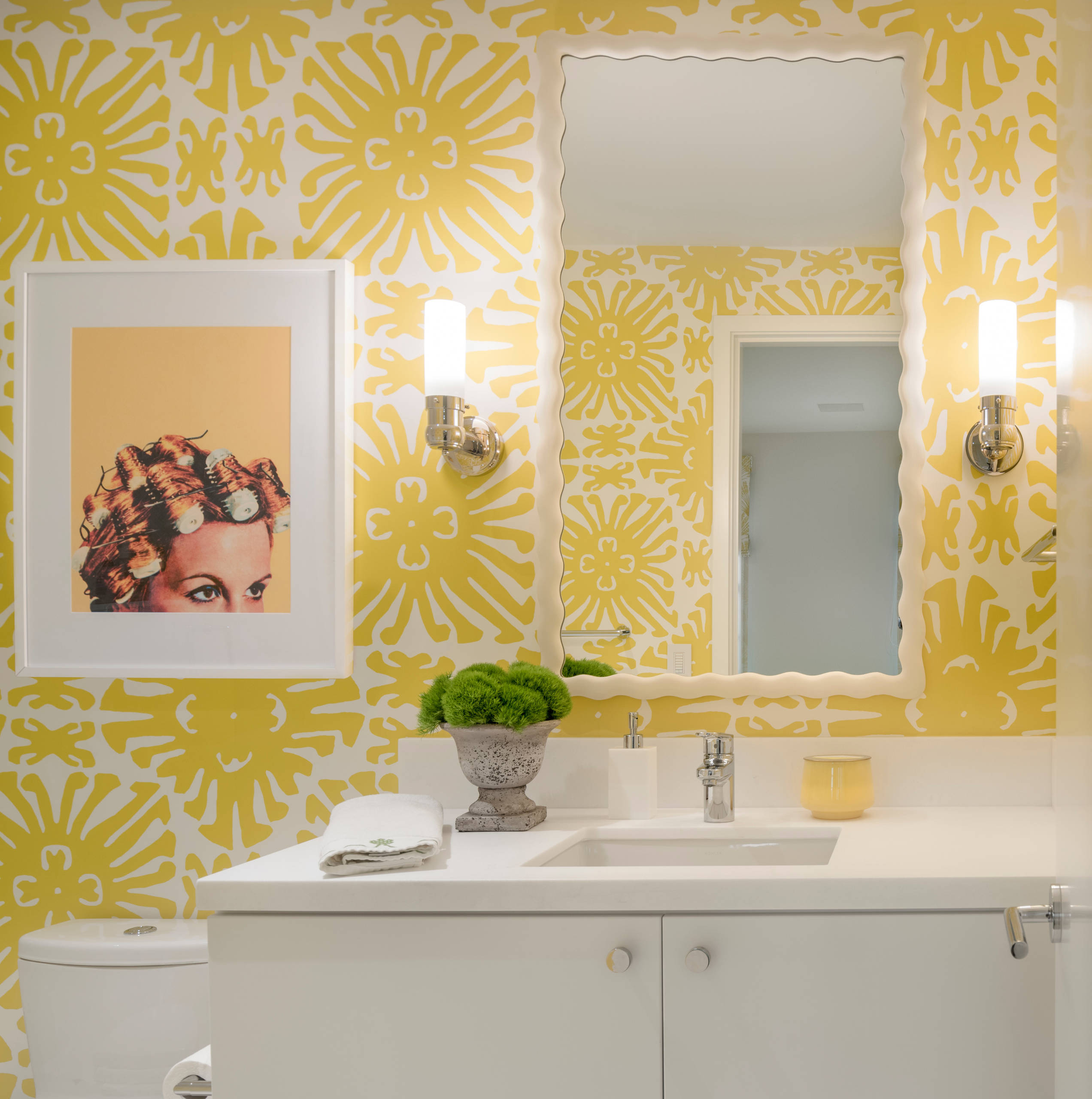 Yellow Wall in the Bathroom
