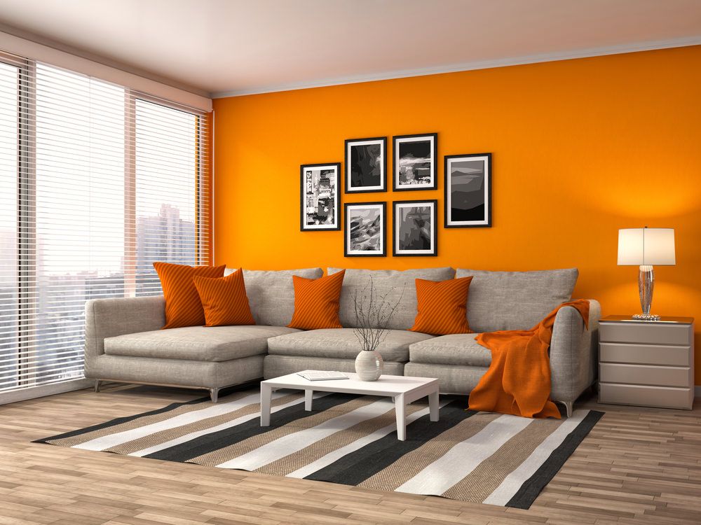 Delightful Orange Modern Living Room
