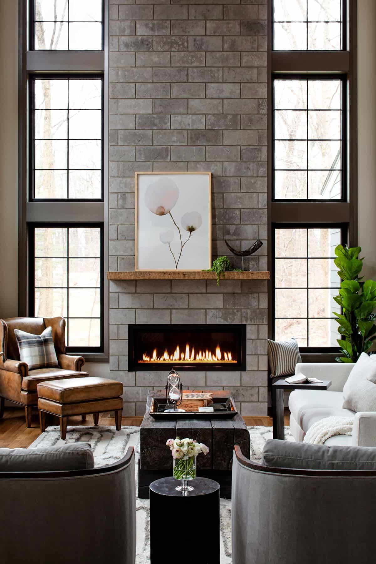 High Magnificent Tile Fireplace