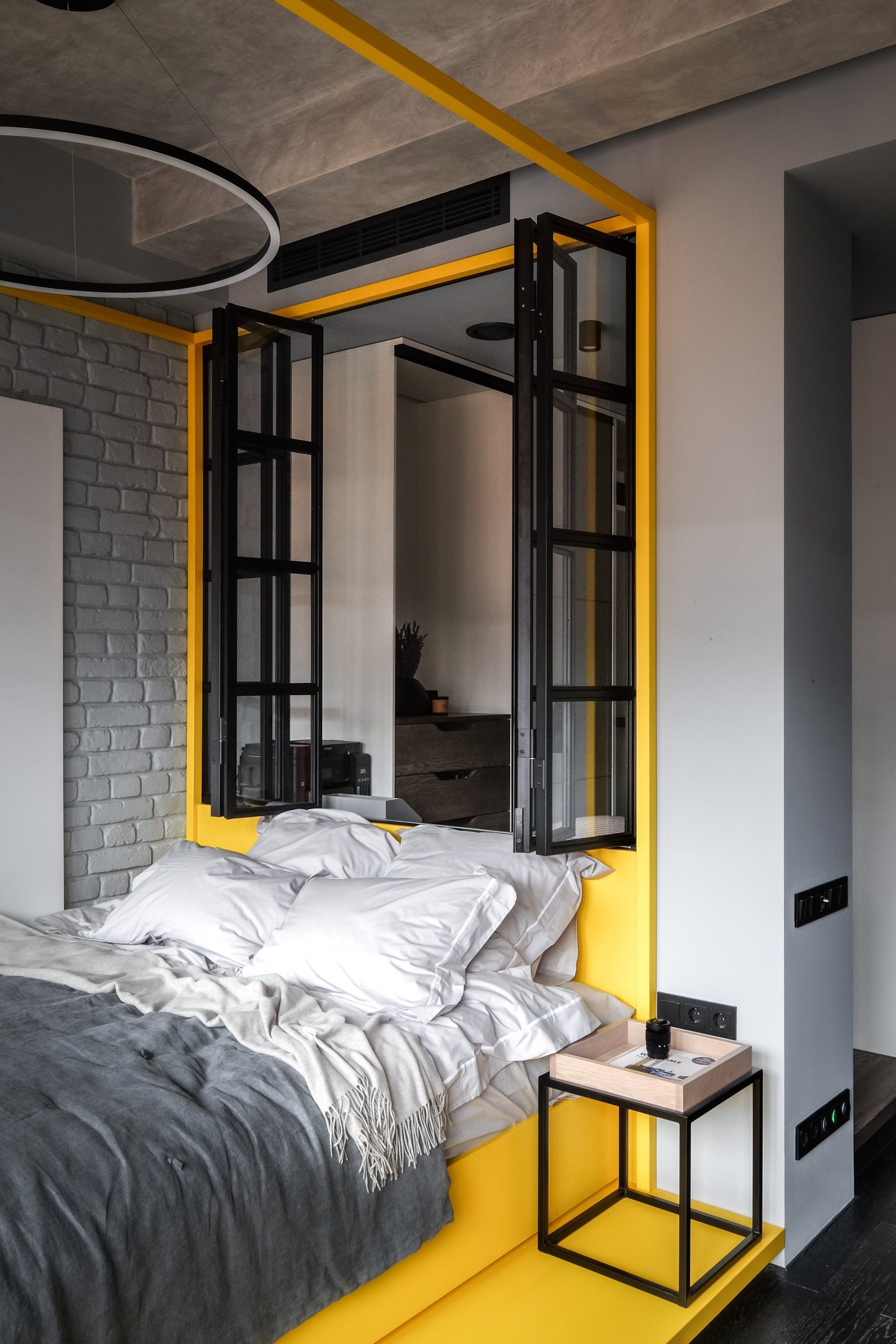 Industrial Style Yellow Bedroom