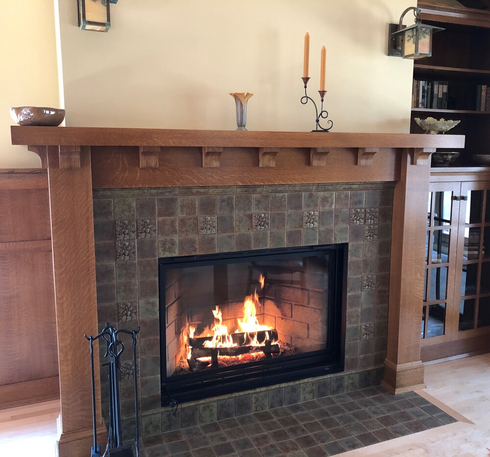 Rustic Style Tile Fireplace