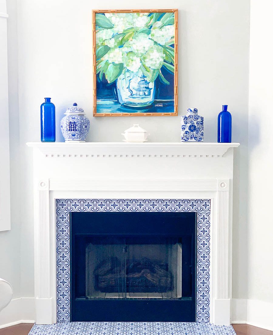 Soothing Blue Tile Fireplace