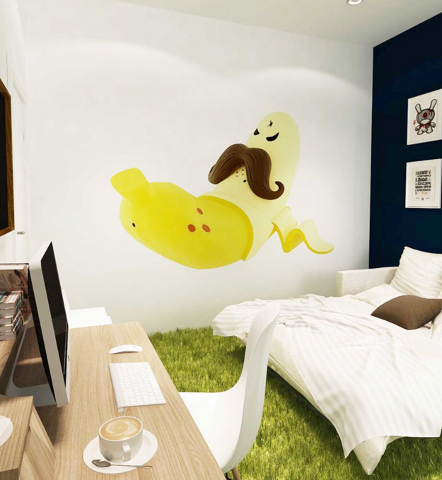 Yellow Bedroom in Mural Concept