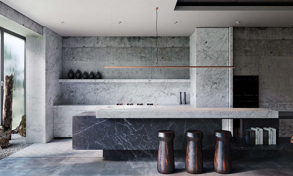 Combination of Marble with Concrete