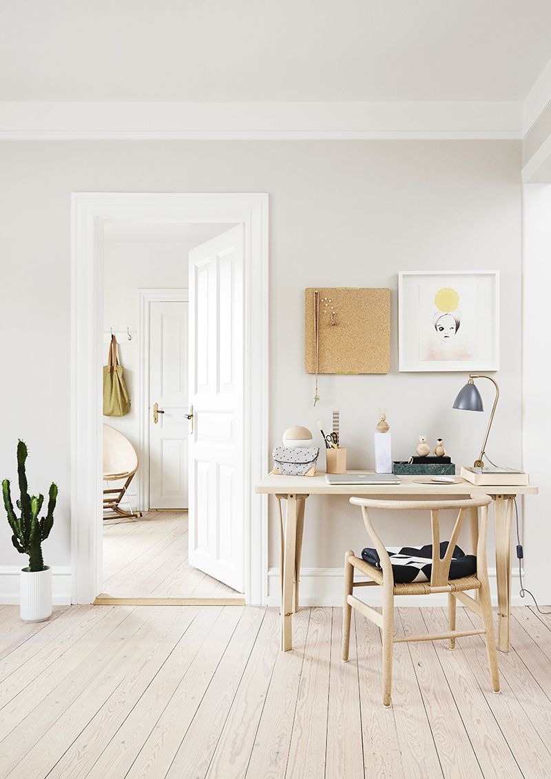 Scandinavian Workspace with Warm Wooden Floor