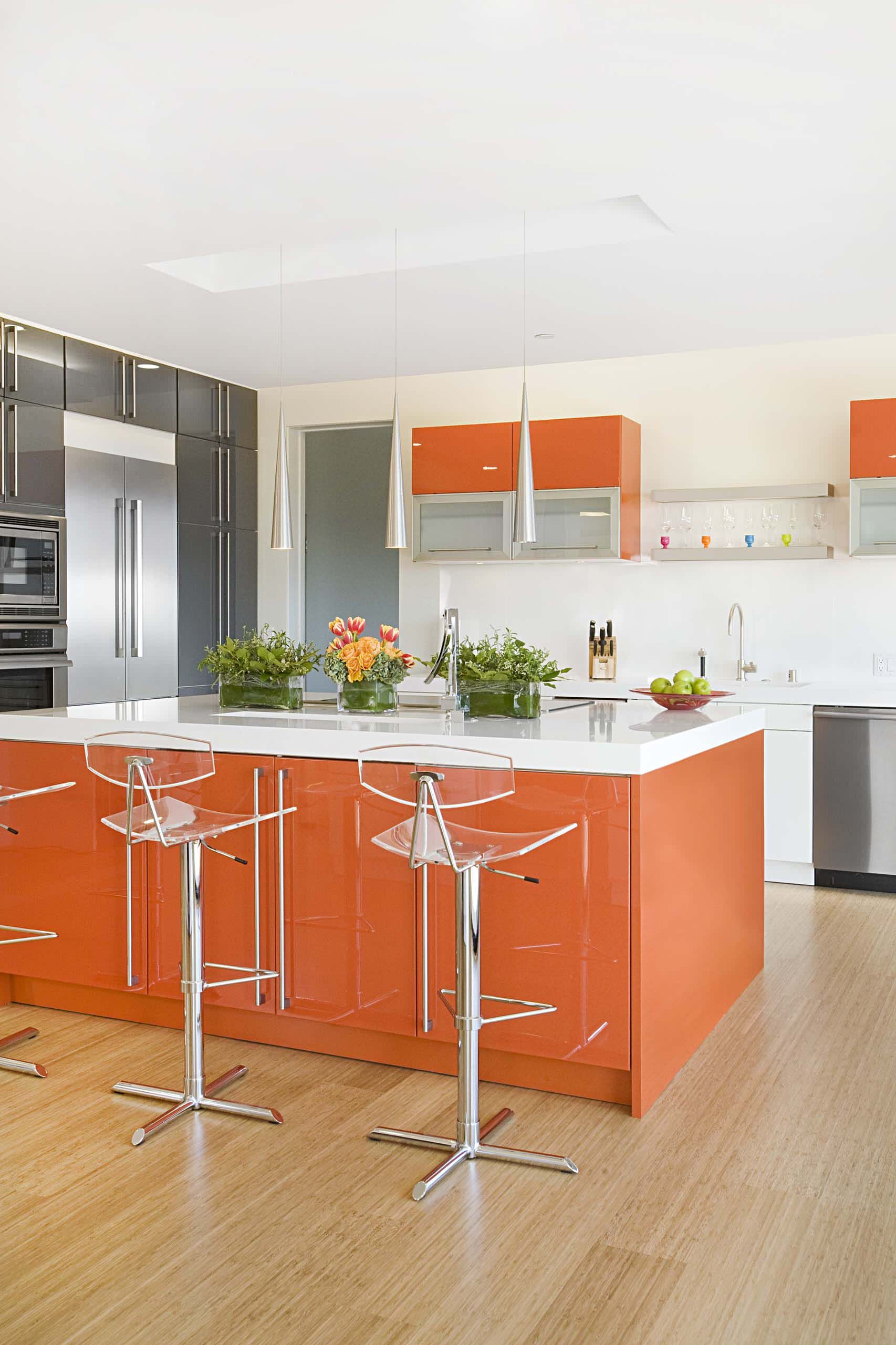 Create Orange Color On Your Kitchen Island