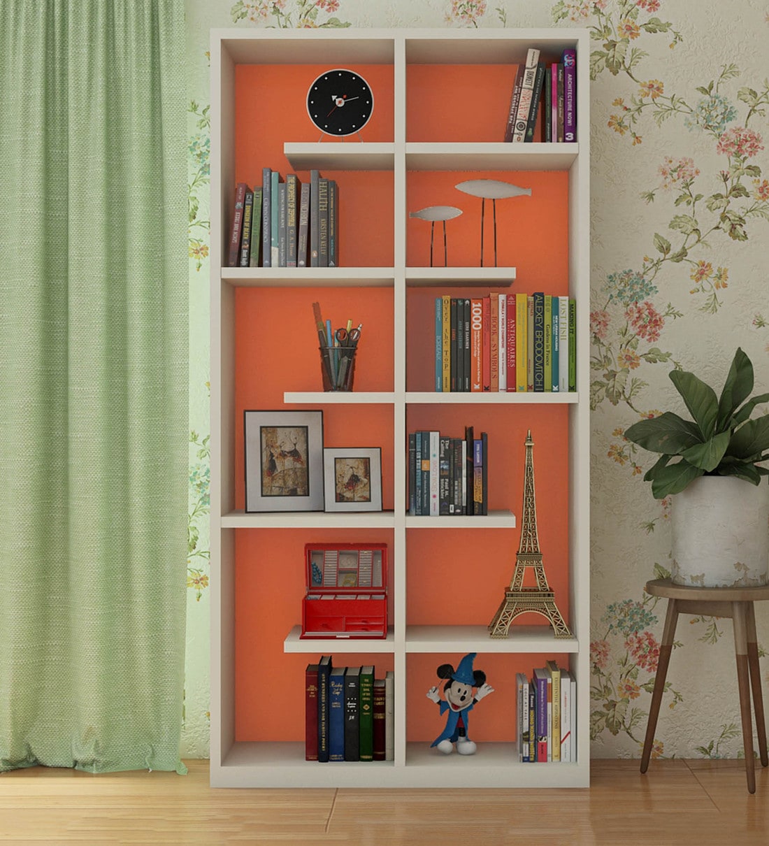 Delightful Orange Color Open Shelf