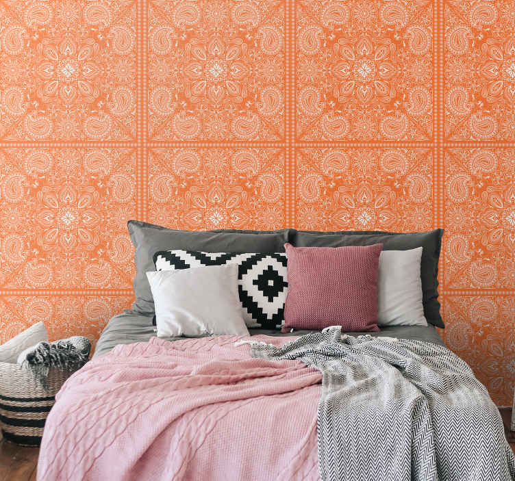 Floral Style Orange Wallpaper