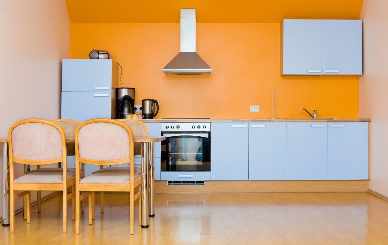 Minimalist Style Orange Kitchen