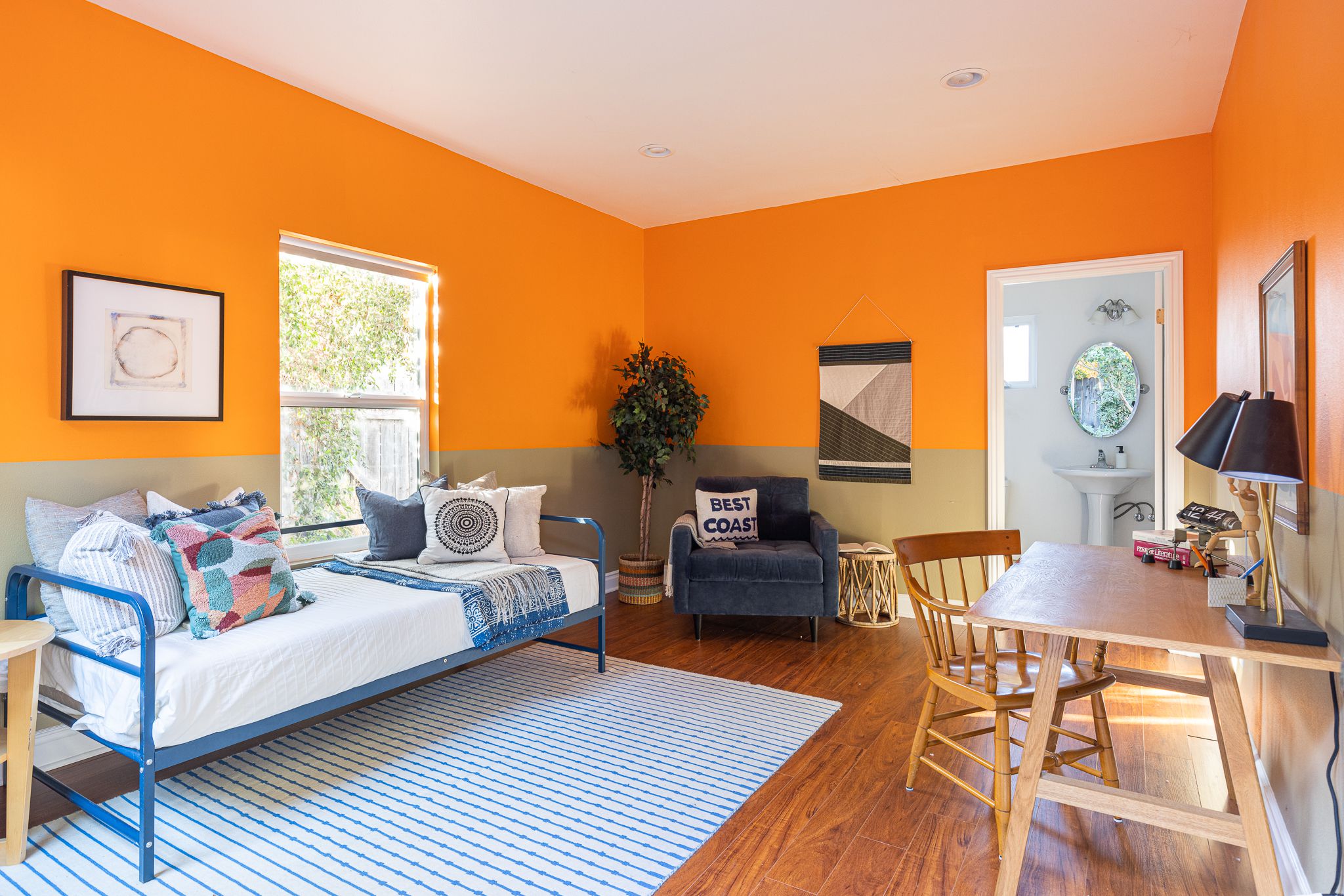 Orange Bedroom in Open Space Concept