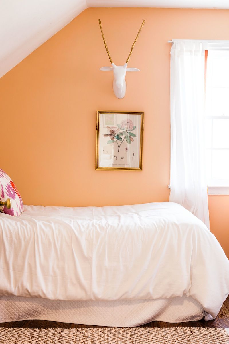 Orange Color on One Bedroom Wall
