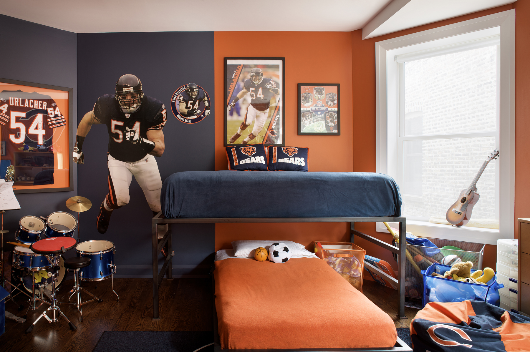 Orange with Navy Blue Bedroom