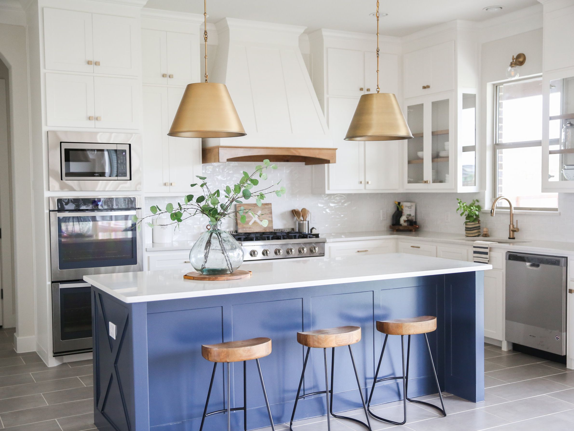 White Kitchen with Blue Accents