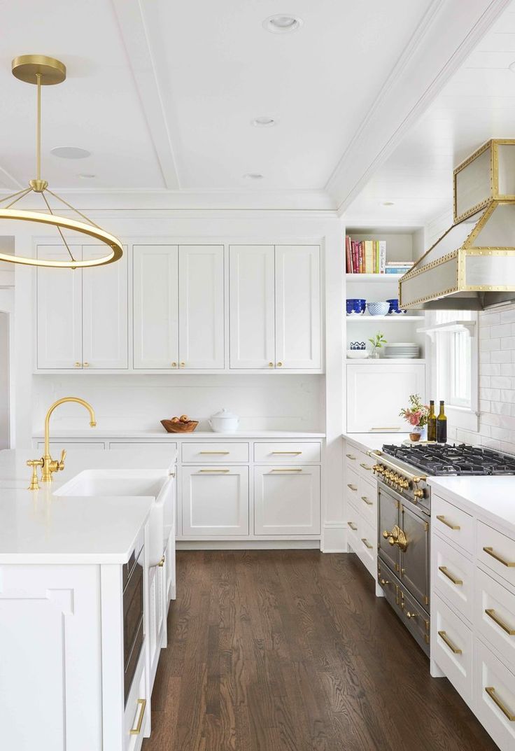 White Kitchen with Gold Accents