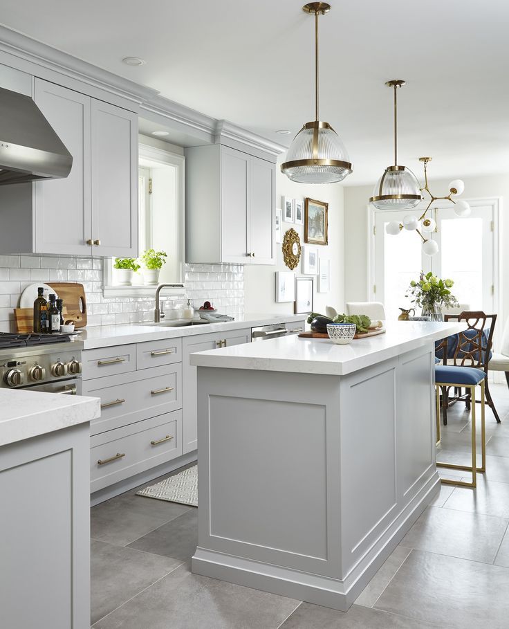 White Kitchen with Gray Color Combination