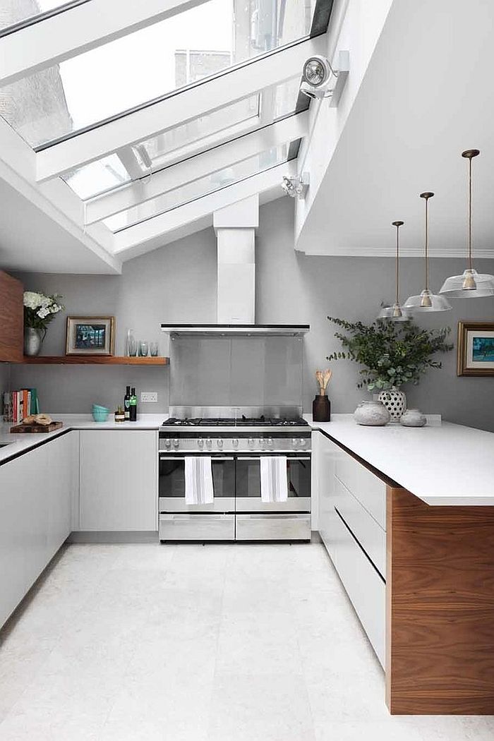 White Kitchen with Skylight Roof