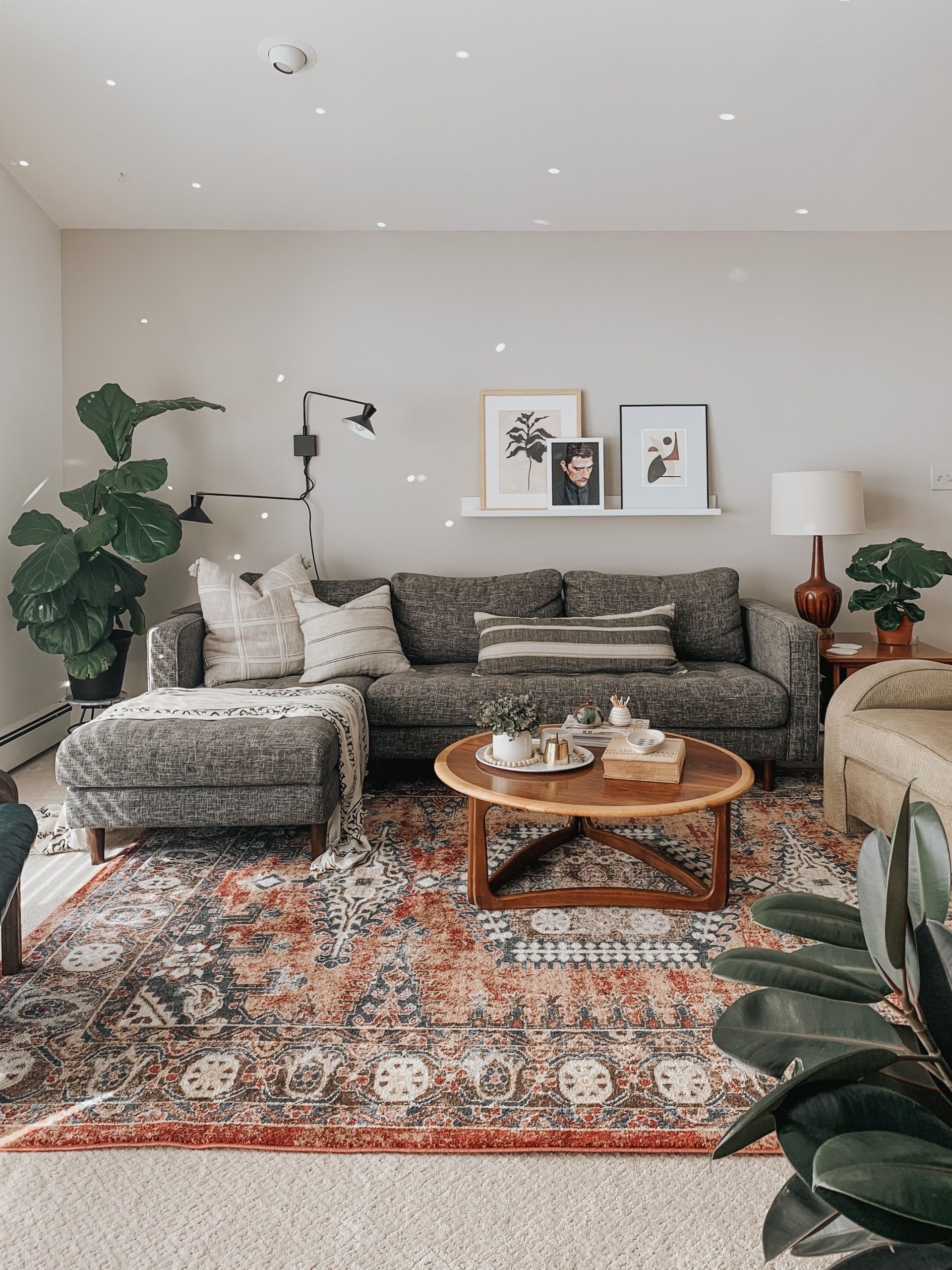 Attractive Living Room with Boho-Mid Century Design